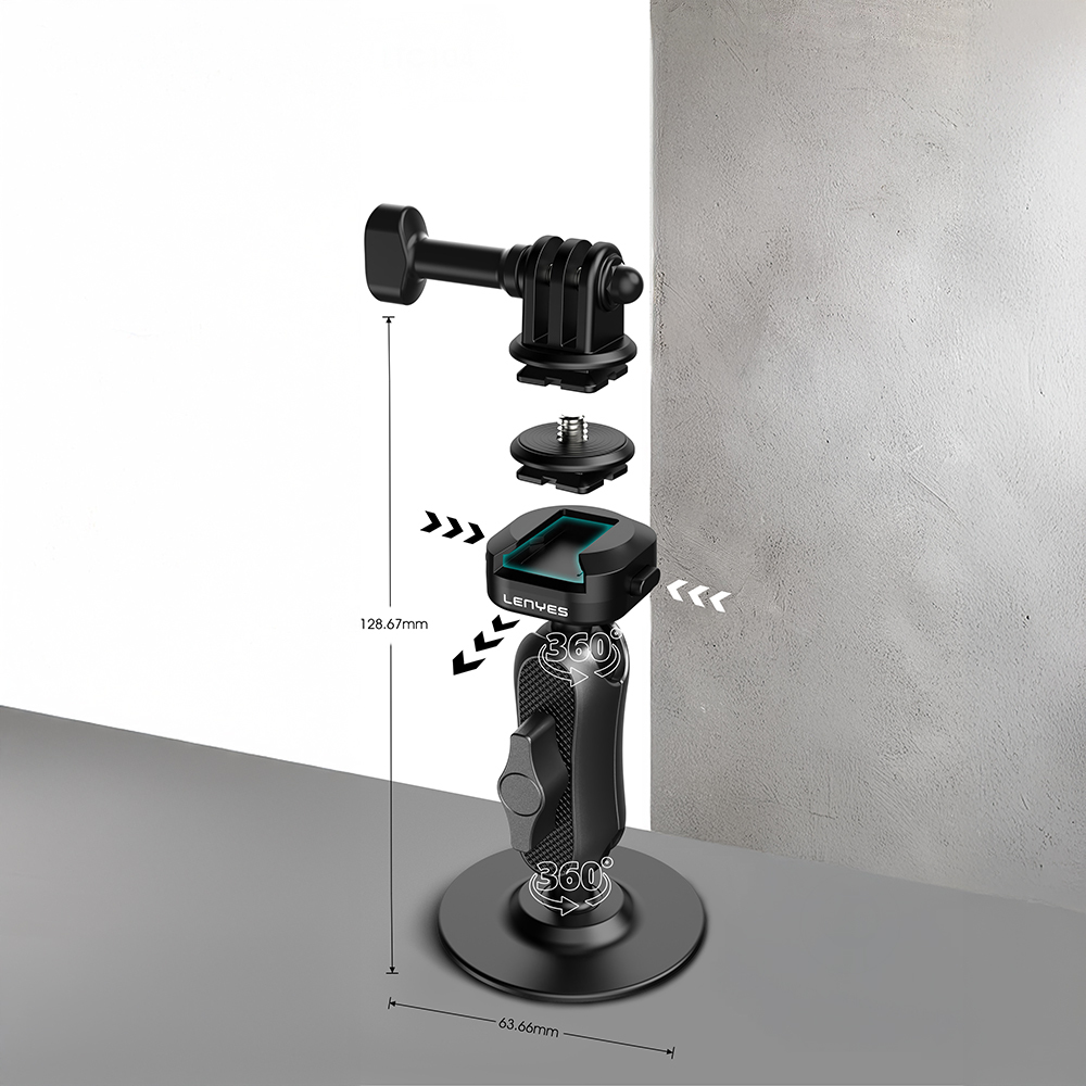 Lenyes LCT104 Teleskopik Vantuzlu Tasarım Aksiyon Kamera Tutucu - 3