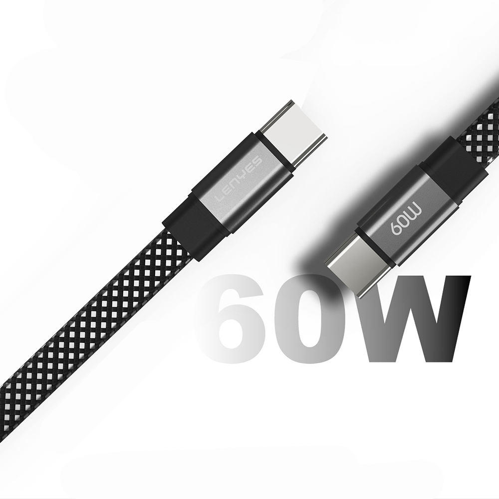 Lenyes LC538 Type-C to Type-C Hızlı Şarj Özellikli  48D Aramid Fiber Örgü Tasarımlı Data ve Şarj Kablosu 60W 1M - 1