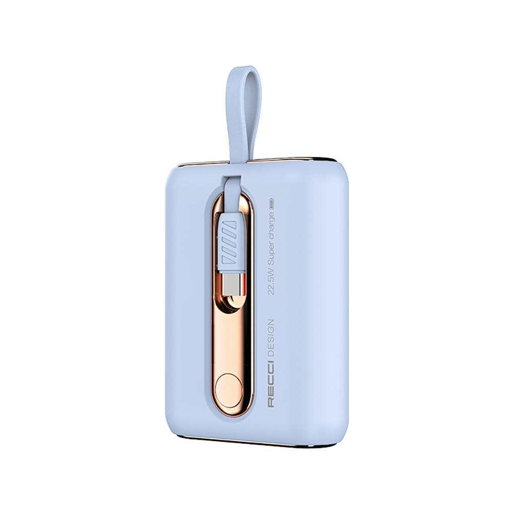 Recci RPB-P12C PD 20W Askı İpli Hızlı Şarj Özellikli Type-C Kablolu Powerbank 22.5W 10.000mAh - 1
