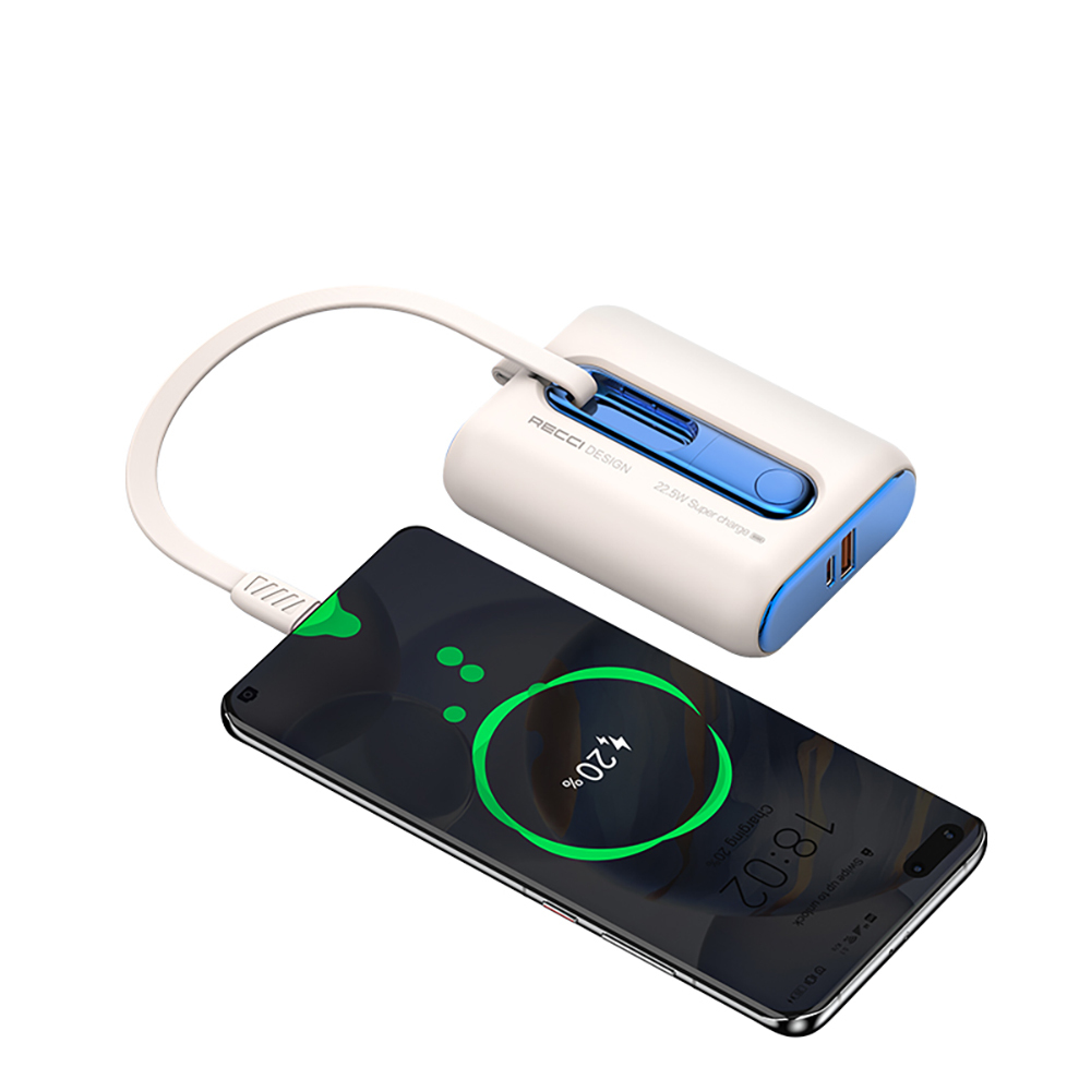 Recci RPB-P12C PD 20W Askı İpli Hızlı Şarj Özellikli Type-C Kablolu Powerbank 22.5W 10.000mAh - 3