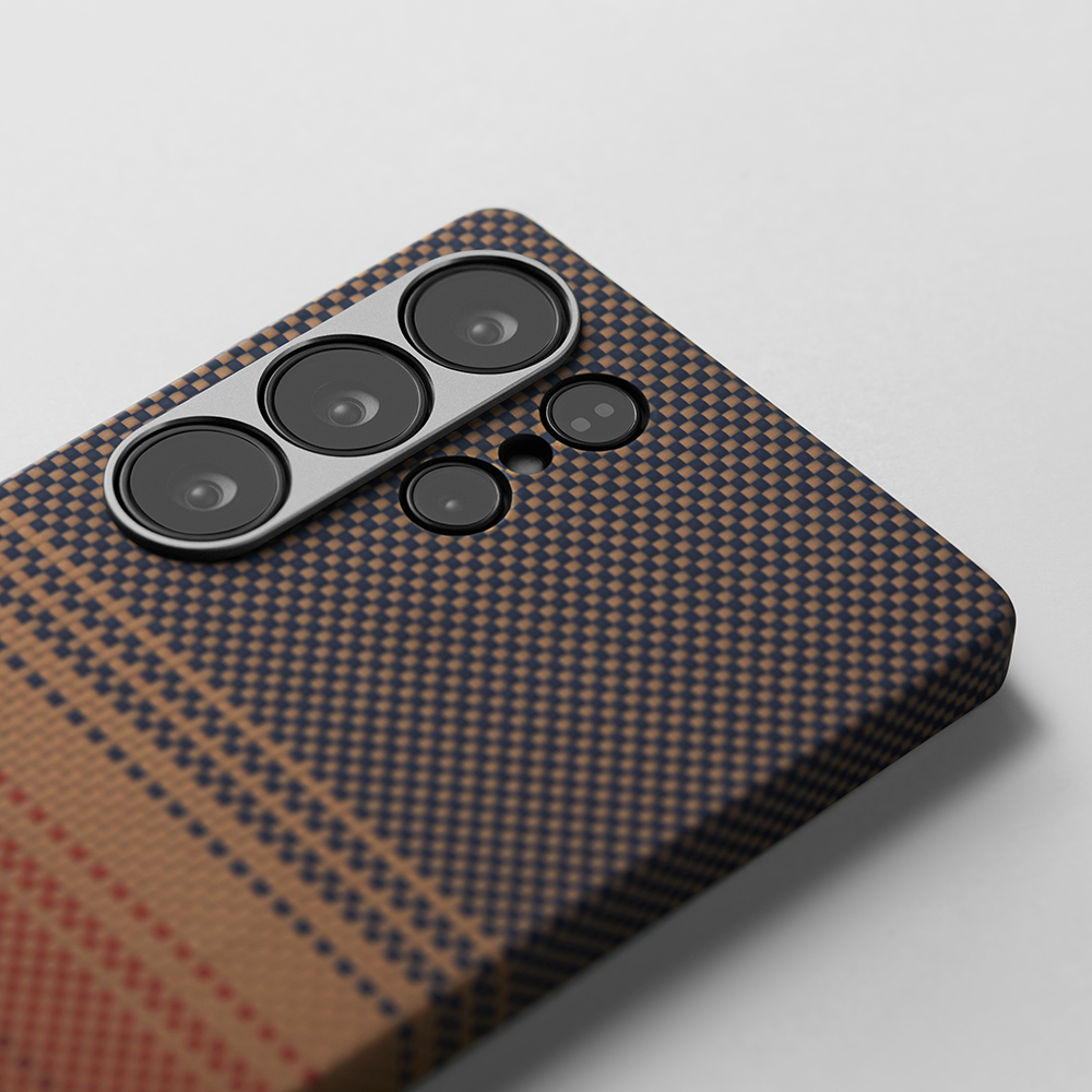 Samsung Galaxy S25 Ultra Uyumlu Kılıf M-safe Şarj Özellikli Aramid Fiber Pitaka Tactile Woven Sunset-Moonrise Serisi Kapak - 2