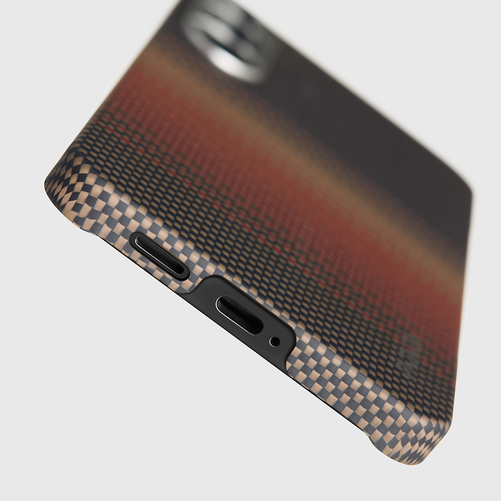 Samsung Galaxy S25 Ultra Uyumlu Kılıf M-safe Şarj Özellikli Aramid Fiber Pitaka Tactile Woven Sunset-Moonrise Serisi Kapak - 3