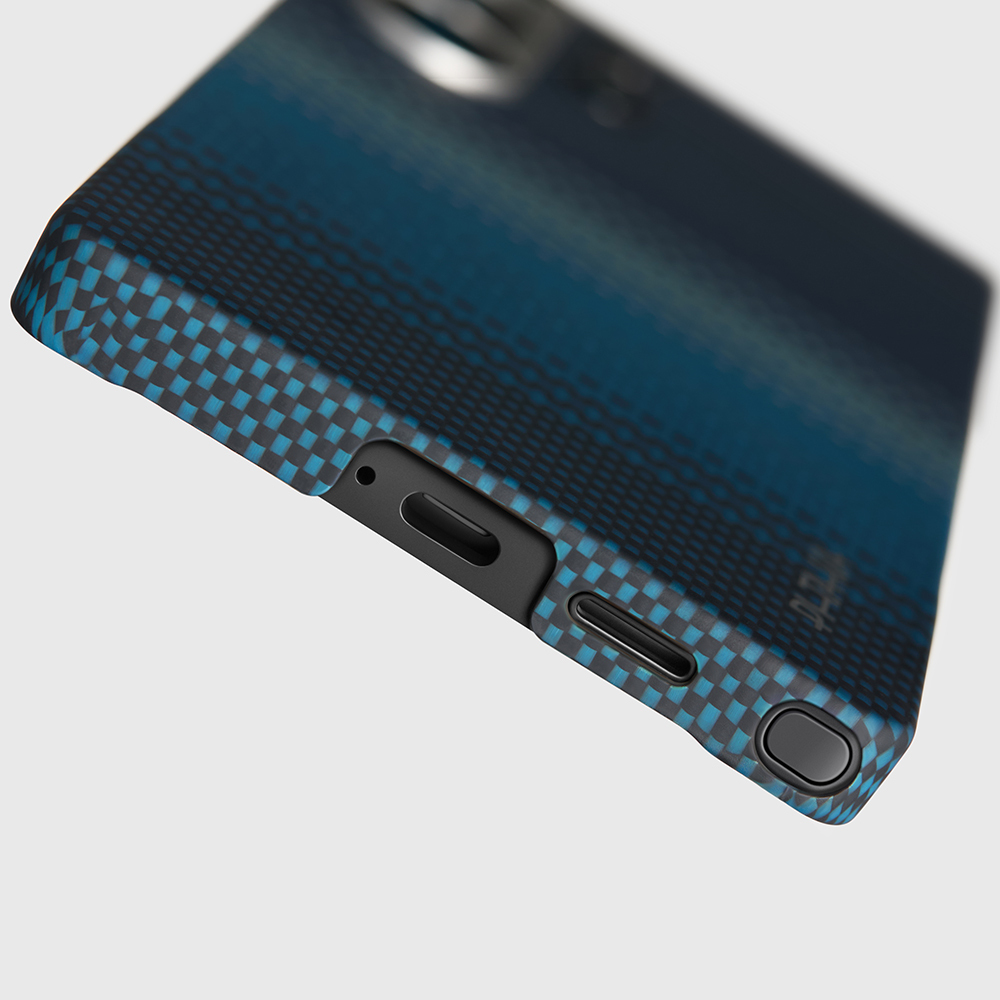 Samsung Galaxy S25 Ultra Uyumlu Kılıf M-safe Şarj Özellikli Aramid Fiber Pitaka Tactile Woven Sunset-Moonrise Serisi Kapak - 15