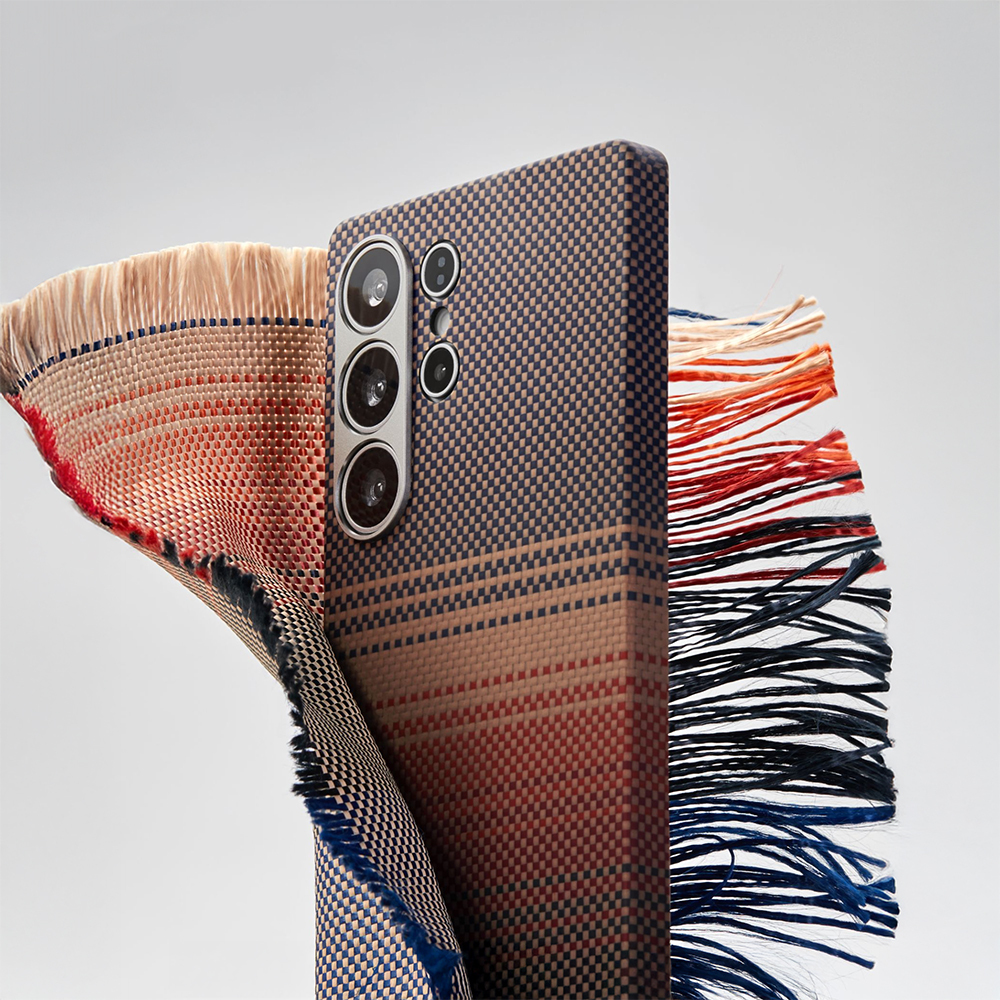 Samsung Galaxy S25 Ultra Uyumlu Kılıf M-safe Şarj Özellikli Aramid Fiber Pitaka Tactile Woven Sunset-Moonrise Serisi Kapak - 19