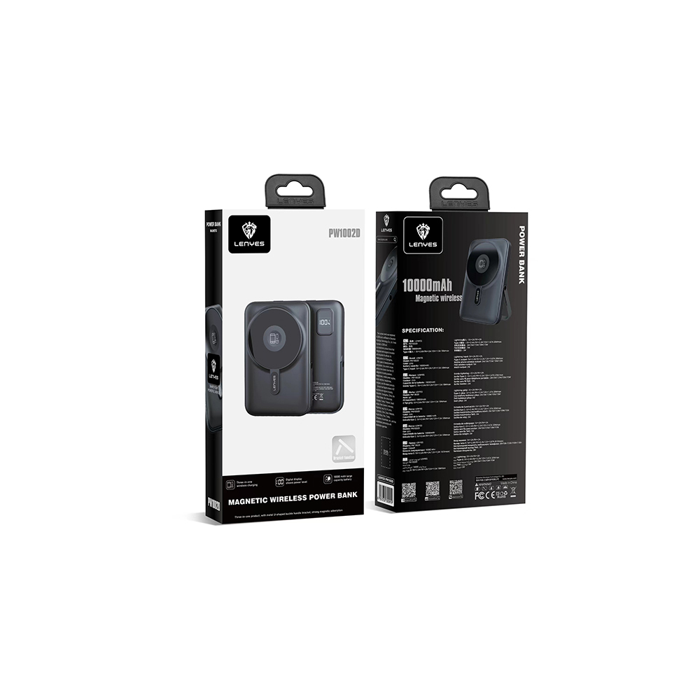 Lenyes PW1002D 20W Dijital LED Ekranlı Standlı Wireless Powerbank 15W 10000mAh - 1
