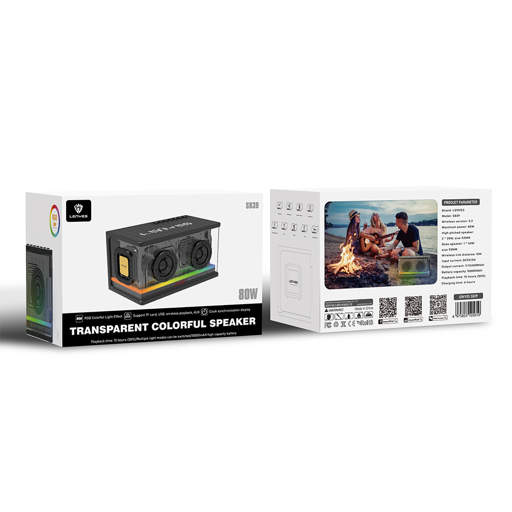 Lenyes S839 RGB Işıklı Taşınabilir TWS Bluetooth Hoparlör v5.2 - 11