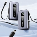 Lenyes PX1002D Dijital LED Göstergeli Teleskopik Type-C ve Lightning Kablolu Powerbank 35W 10.000mAh - 1