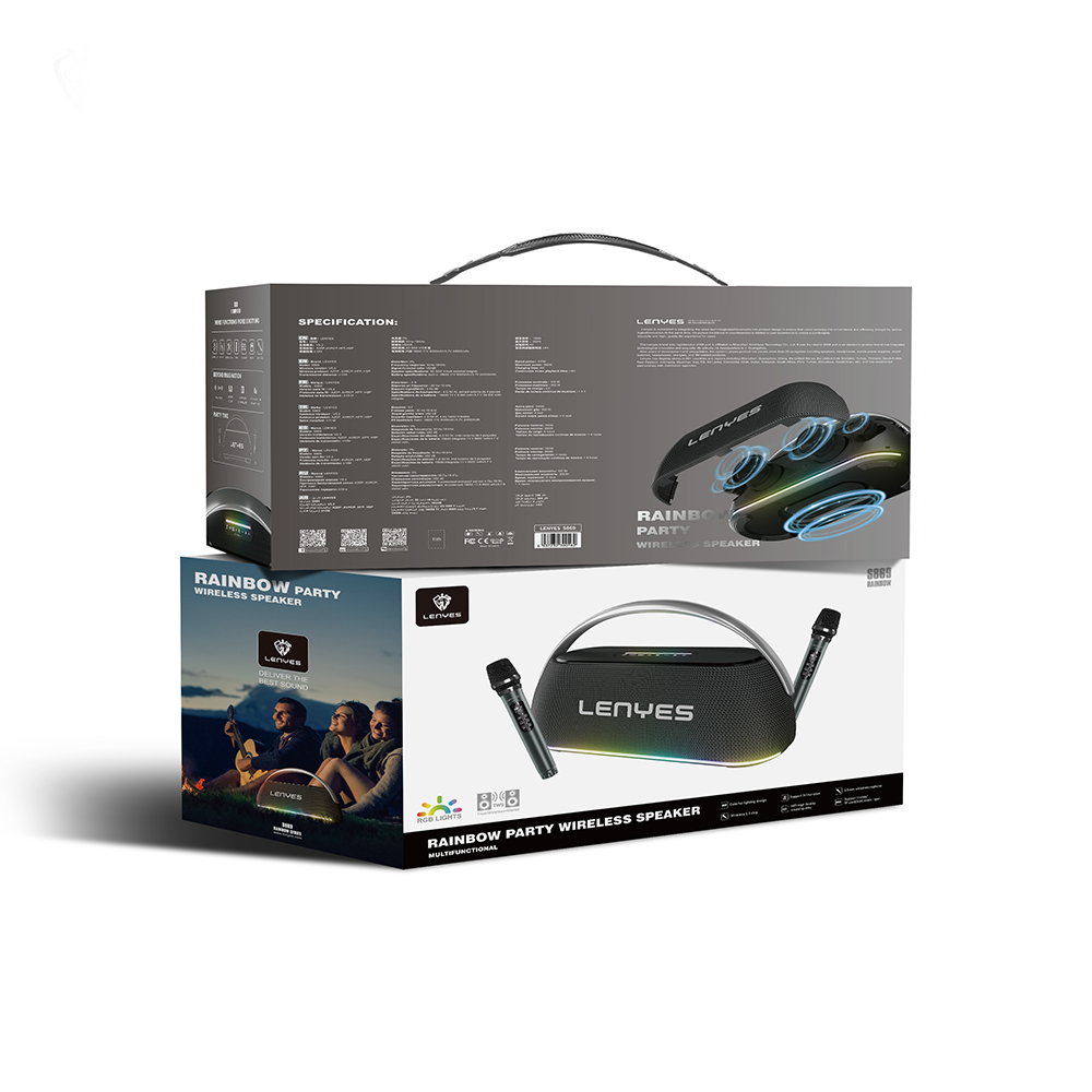 Lenyes S869 RGB Işıklı Çift Mikrofonlu Taşınabilir Bluetooth Hoparlör v5.3 - 2