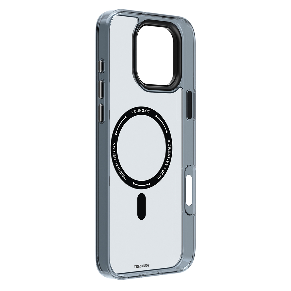 Apple iPhone 16 Pro Max Uyumlu Kılıf M-safe Şarj Özellikli Cam Arka Yüzey TPU Youngkit Gemstone Clear Serisi Kapak - 3