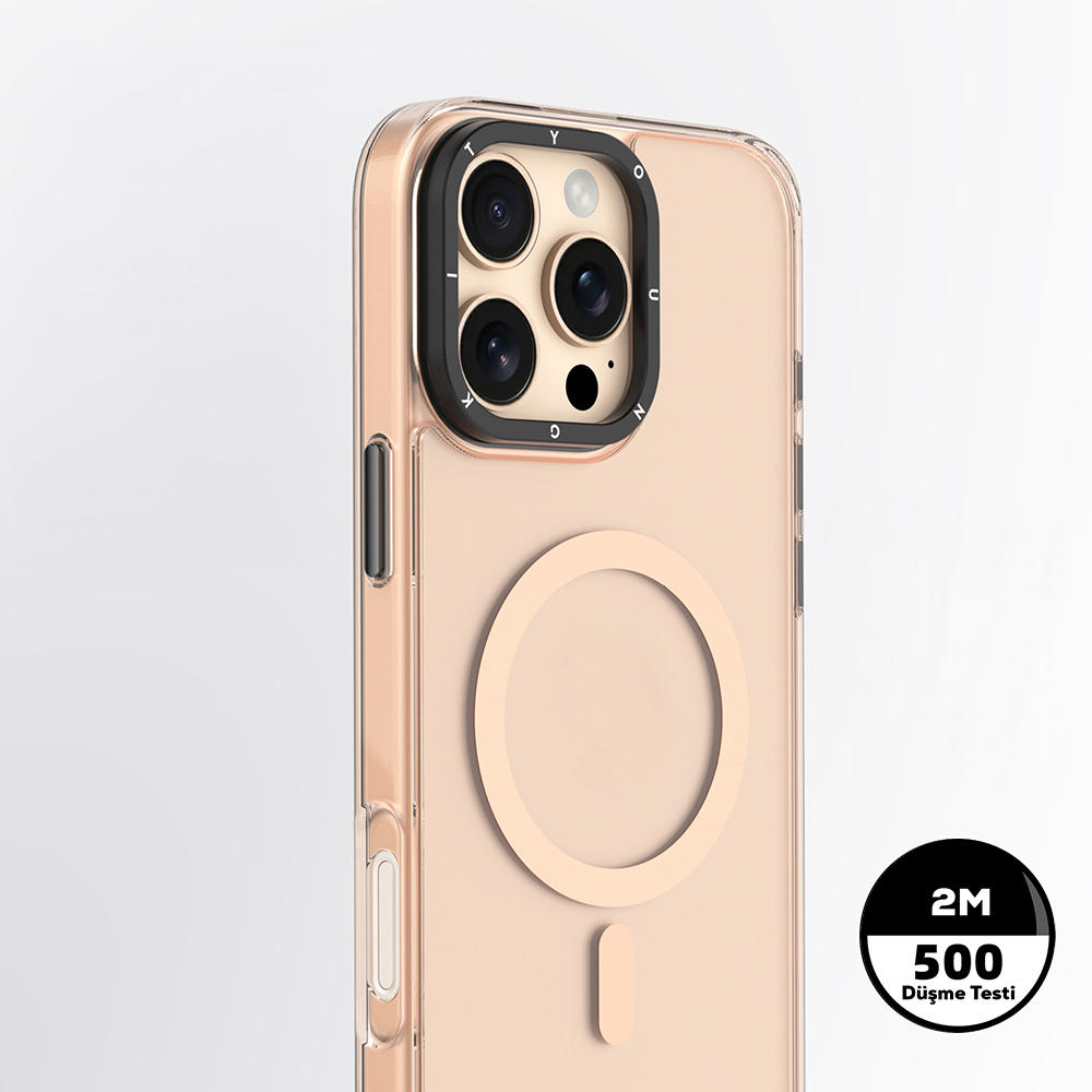 Apple iPhone 16 Pro Uyumlu Kılıf M-safe Şarj Özellikli Cam Arka Yüzey TPU Youngkit Gemstone Clear Serisi Kapak - 2