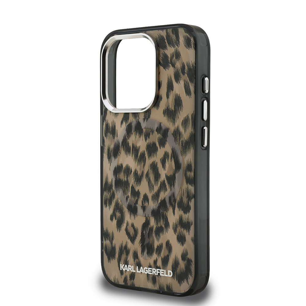 Apple iPhone 15 Pro Max Uyumlu Kılıf Karl Lagerfeld Orjinal Lisanslı IML Leopar Baskılı Kapak - 5