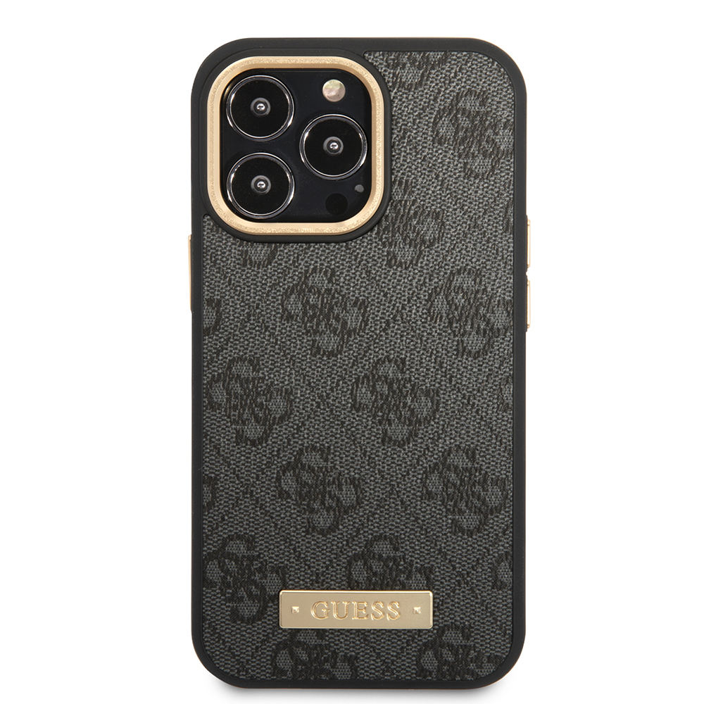 Apple iPhone 15 Pro Max Uyumlu Kılıf Guess Orjinal Lisanslı M-safe Şarj Özellikli 4G Desenli PU Metal Plaka Klasik Logolu Kapak - 2