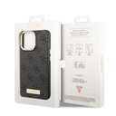 Apple iPhone 15 Pro Max Uyumlu Kılıf Guess Orjinal Lisanslı M-safe Şarj Özellikli 4G Desenli PU Metal Plaka Klasik Logolu Kapak - 13