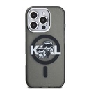 Apple iPhone 15 Pro Max Uyumlu Kılıf Karl Lagerfeld Orjinal Lisanslı Parlayan Simli Karl & Choupette Sketch Logo Kapak - 2