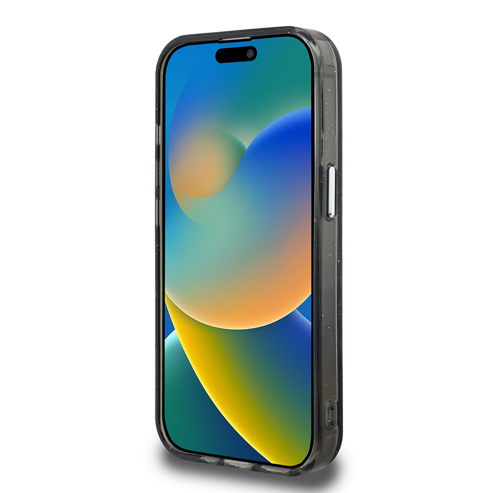 Apple iPhone 15 Pro Max Uyumlu Kılıf Karl Lagerfeld Orjinal Lisanslı Parlayan Simli Karl & Choupette Sketch Logo Kapak - 4