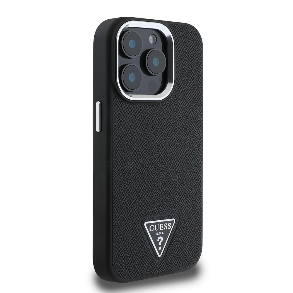 Apple iPhone 15 Pro Max Uyumlu Kılıf Guess Orjinal Lisanslı M-safe Şarj Özellikli Grained Triangle Kapak - 1