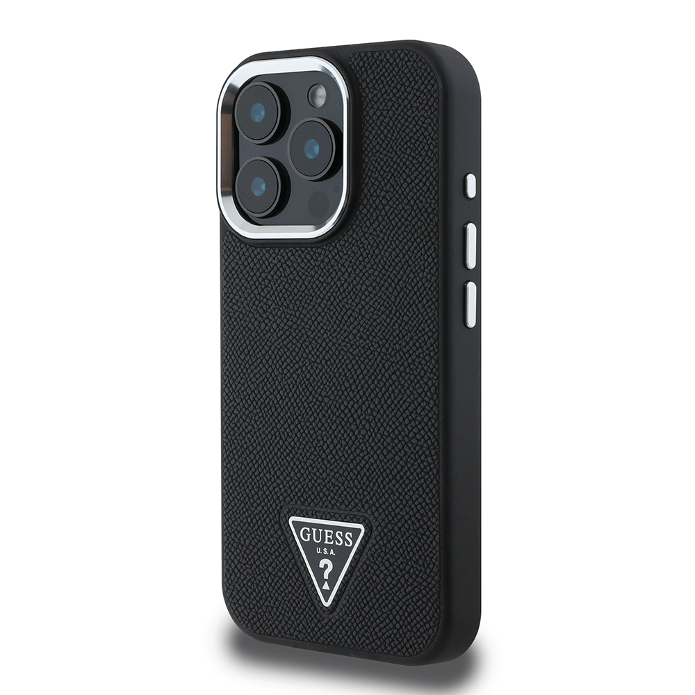 Apple iPhone 15 Pro Max Uyumlu Kılıf Guess Orjinal Lisanslı M-safe Şarj Özellikli Grained Triangle Kapak - 2