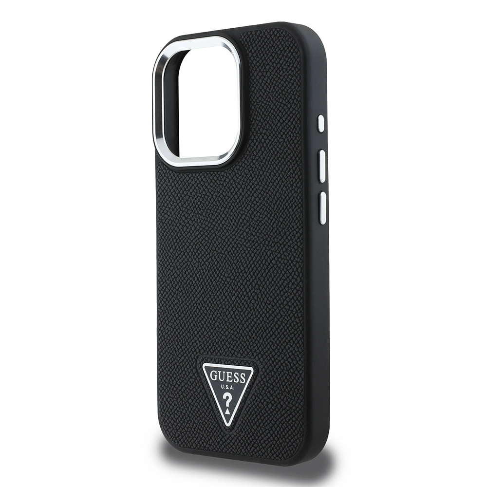Apple iPhone 15 Pro Max Uyumlu Kılıf Guess Orjinal Lisanslı M-safe Şarj Özellikli Grained Triangle Kapak - 5