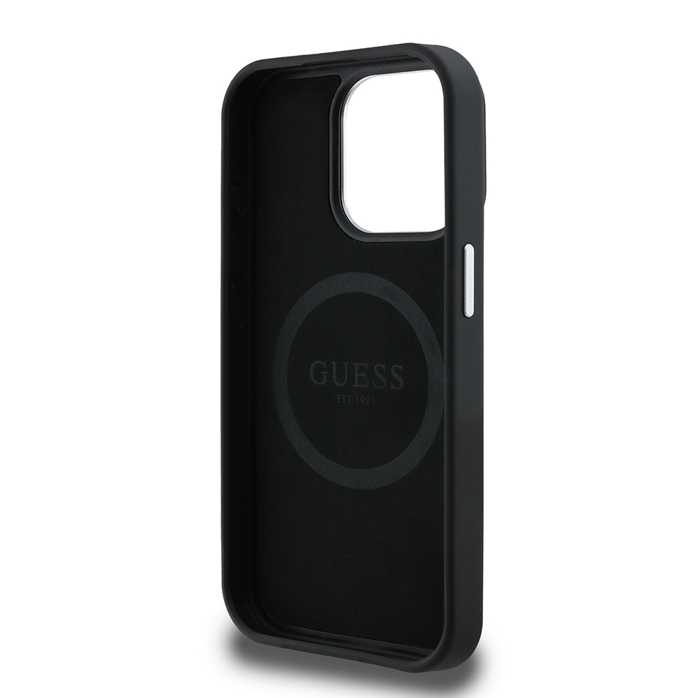 Apple iPhone 15 Pro Max Uyumlu Kılıf Guess Orjinal Lisanslı M-safe Şarj Özellikli Grained Triangle Kapak - 6