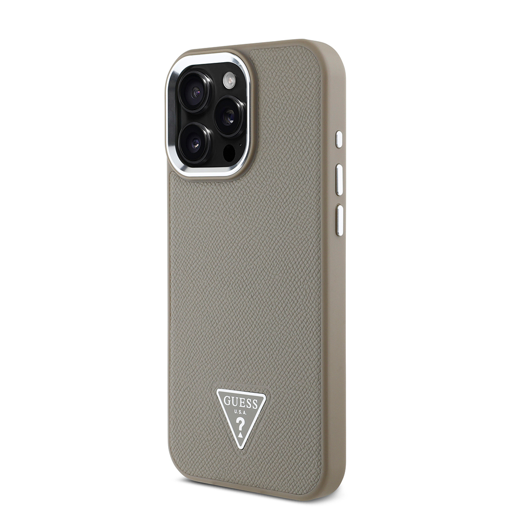 Apple iPhone 15 Pro Max Uyumlu Kılıf Guess Orjinal Lisanslı M-safe Şarj Özellikli Grained Triangle Kapak - 8