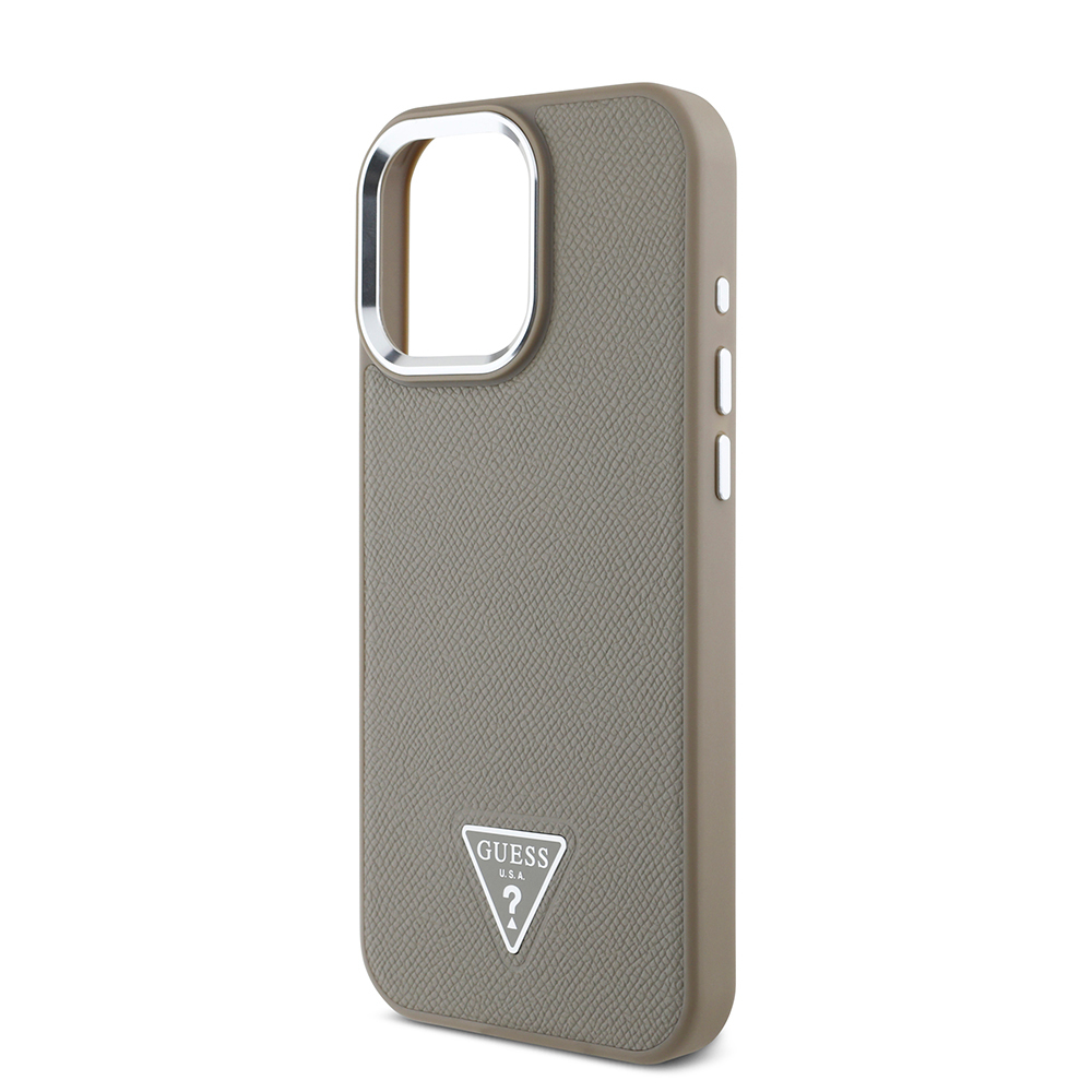 Apple iPhone 15 Pro Max Uyumlu Kılıf Guess Orjinal Lisanslı M-safe Şarj Özellikli Grained Triangle Kapak - 12