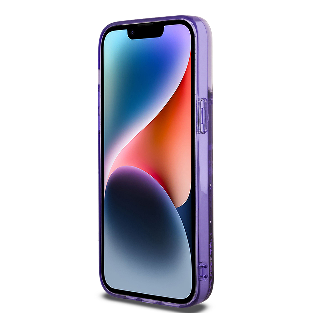 Apple iPhone 14 Pro Max Uyumlu Kılıf Guess Orjinal Lisanslı Transparan Sıvılı Simli Altın Çizgili Kapak - 4