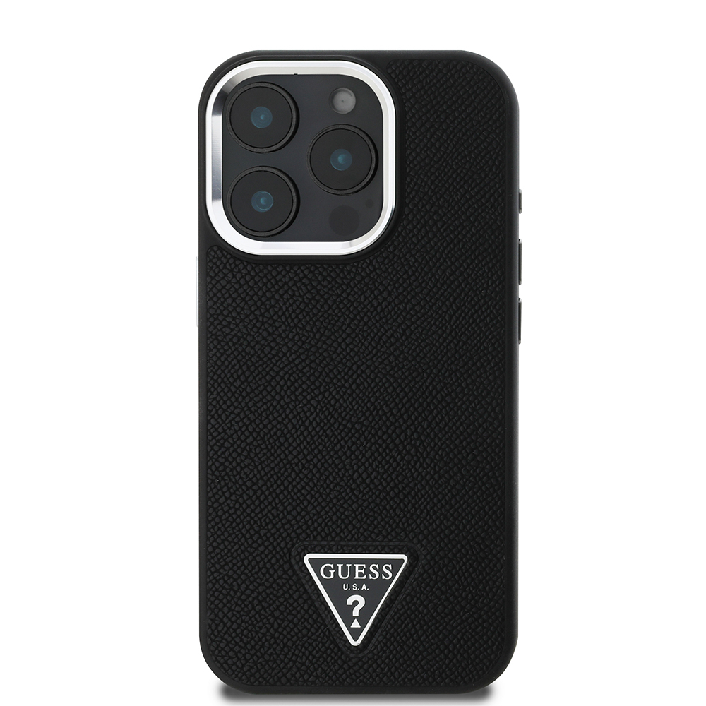 Apple iPhone 13 Pro Max Uyumlu Kılıf Guess Orjinal Lisanslı M-safe Şarj Özellikli Grained Triangle Kapak - 2