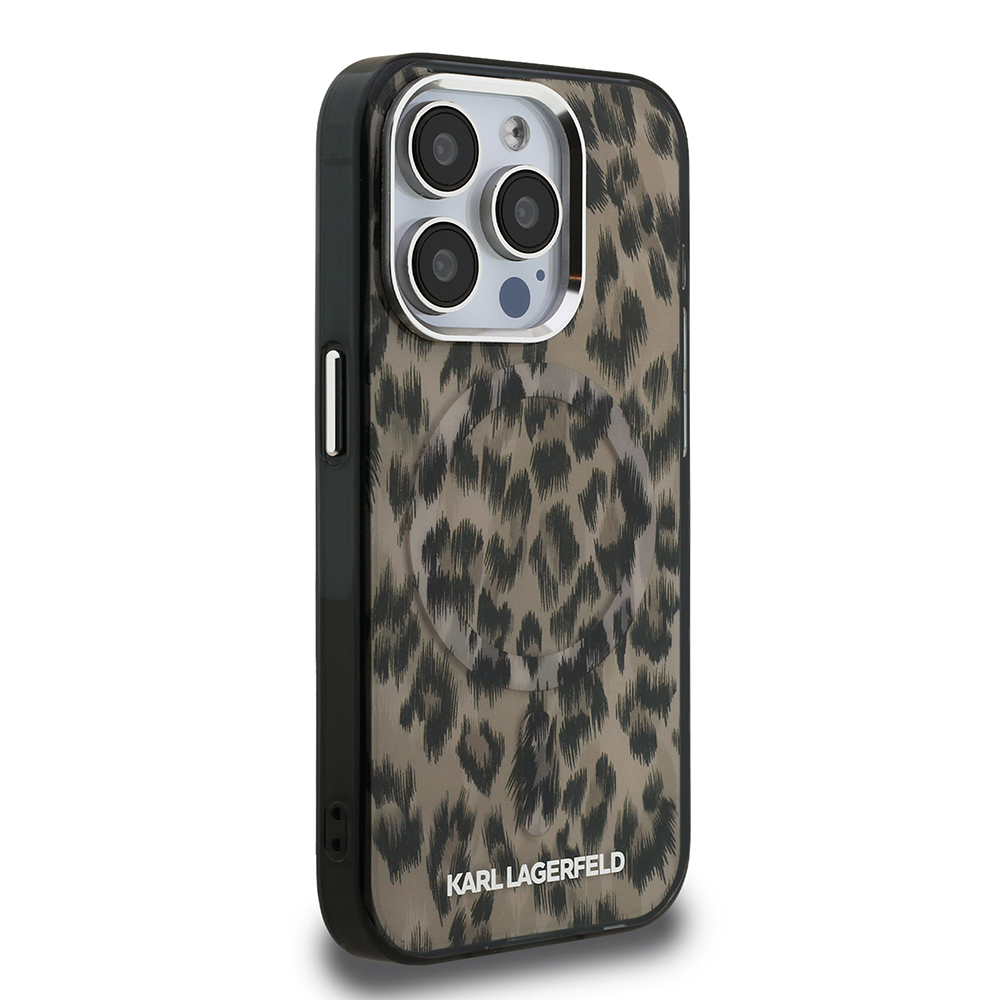 Apple iPhone 16 Pro Uyumlu Kılıf Karl Lagerfeld Orjinal Lisanslı IML Leopar Baskılı Kapak - 1