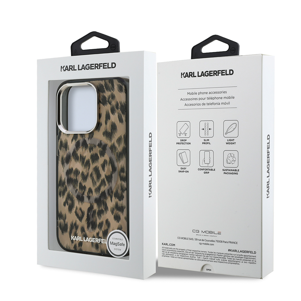 Apple iPhone 16 Pro Uyumlu Kılıf Karl Lagerfeld Orjinal Lisanslı IML Leopar Baskılı Kapak - 7