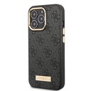 Apple iPhone 14 Pro Max Uyumlu Kılıf Guess Orjinal Lisanslı M-safe Şarj Özellikli 4G Desenli PU Metal Plaka Klasik Logolu Kapak - 1