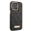 Apple iPhone 14 Pro Max Uyumlu Kılıf Guess Orjinal Lisanslı M-safe Şarj Özellikli 4G Desenli PU Metal Plaka Klasik Logolu Kapak - 3