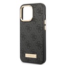Apple iPhone 14 Pro Max Uyumlu Kılıf Guess Orjinal Lisanslı M-safe Şarj Özellikli 4G Desenli PU Metal Plaka Klasik Logolu Kapak - 4