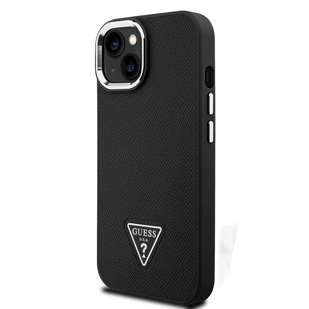 Apple iPhone 14 Uyumlu Kılıf Guess Orjinal Lisanslı M-safe Şarj Özellikli Grained Triangle Kapak - 1