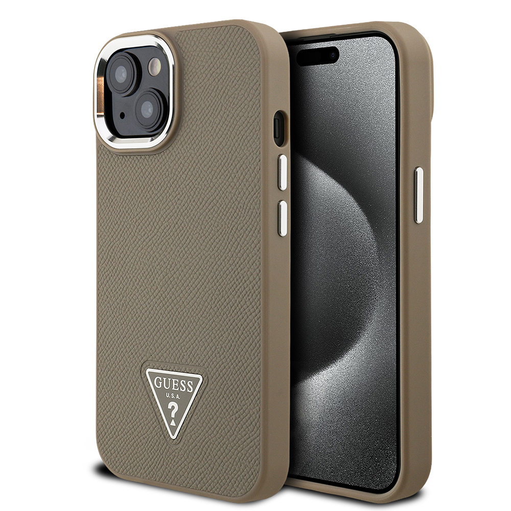 Apple iPhone 14 Uyumlu Kılıf Guess Orjinal Lisanslı M-safe Şarj Özellikli Grained Triangle Kapak - 7