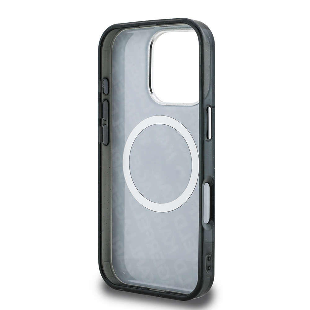 Apple iPhone 16 Pro Max Uyumlu Kılıf Karl Lagerfeld Orjinal Lisanslı Parlayan Simli Karl & Choupette Heads Kapak - 6