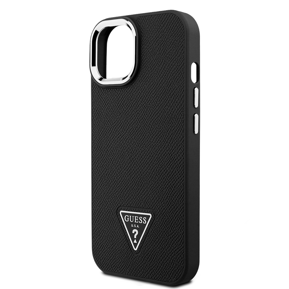 Apple iPhone 15 Uyumlu Kılıf Guess Orjinal Lisanslı M-safe Şarj Özellikli Grained Triangle Kapak - 11