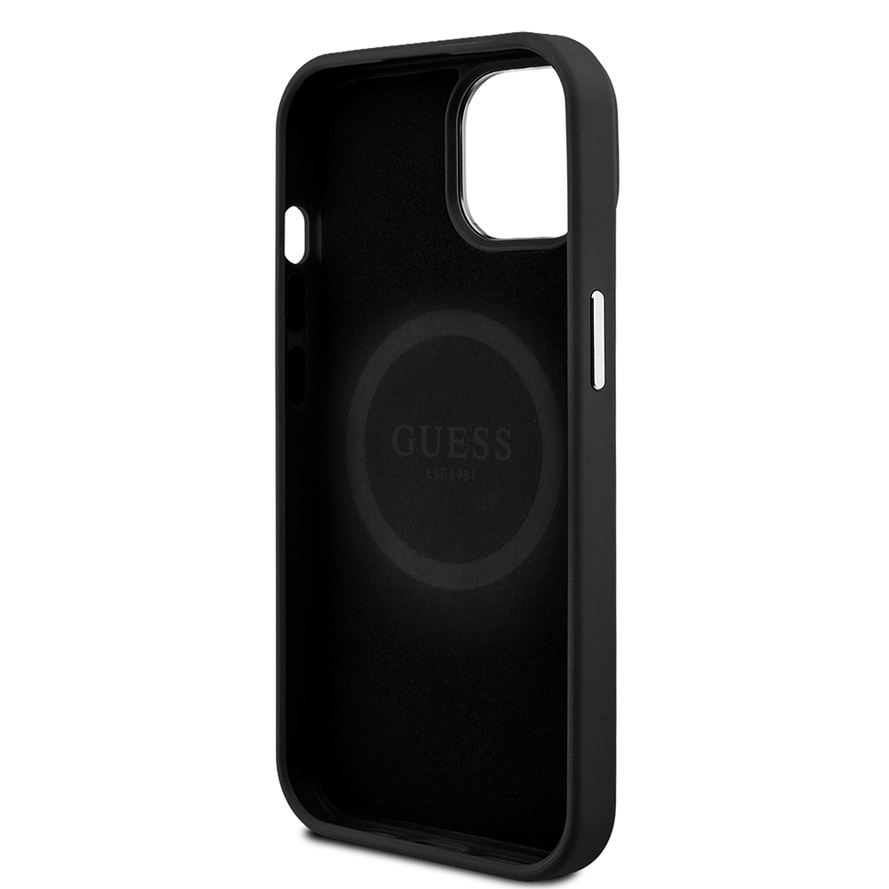 Apple iPhone 15 Uyumlu Kılıf Guess Orjinal Lisanslı M-safe Şarj Özellikli Grained Triangle Kapak - 12