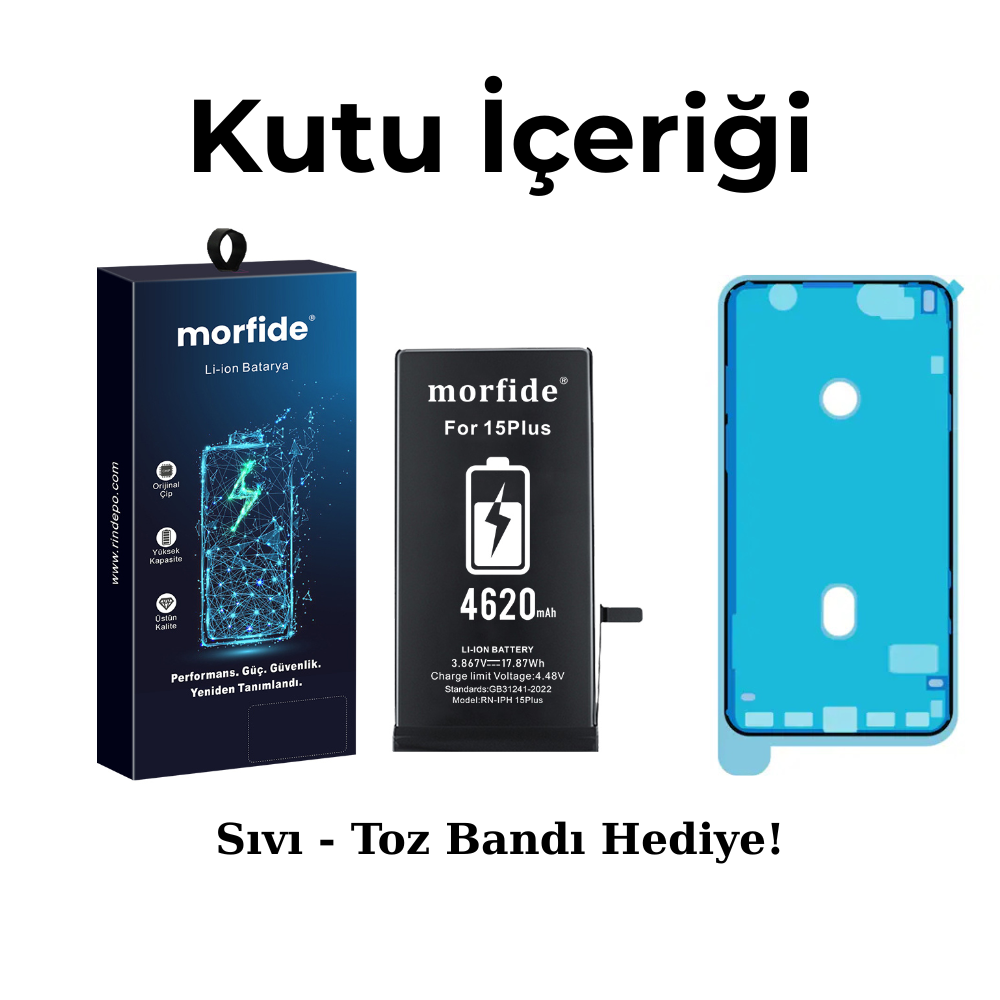 Apple iPhone 15 Plus Uyumlu 4620mAh Yüksek Kapasiteli Batarya - Gelişmiş Akıllı Chip - Pil Sağlığı Destekli - Morfide M-Max