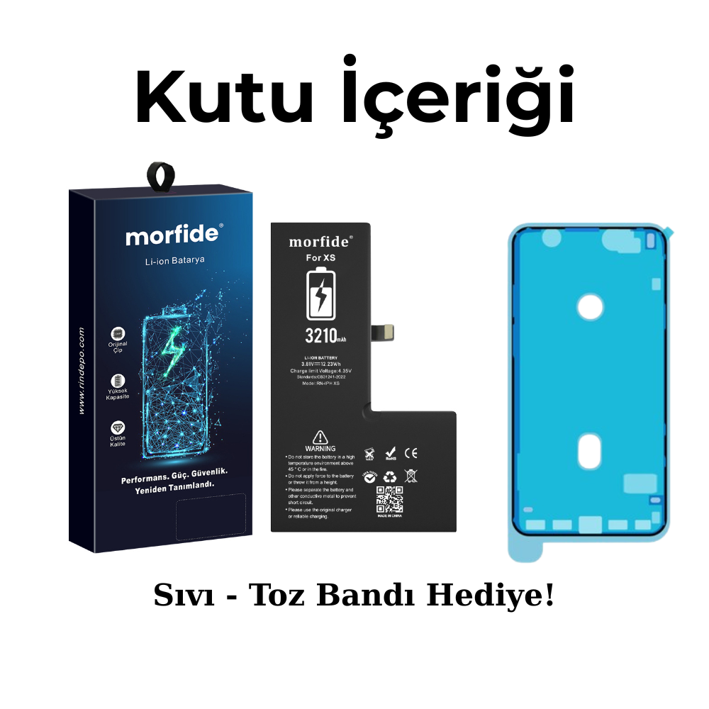 Apple iPhone XS Uyumlu 3210mAh Yüksek Kapasiteli Batarya Morfide M-Max – A Sınıf Hücre, 15 Ay Garantili