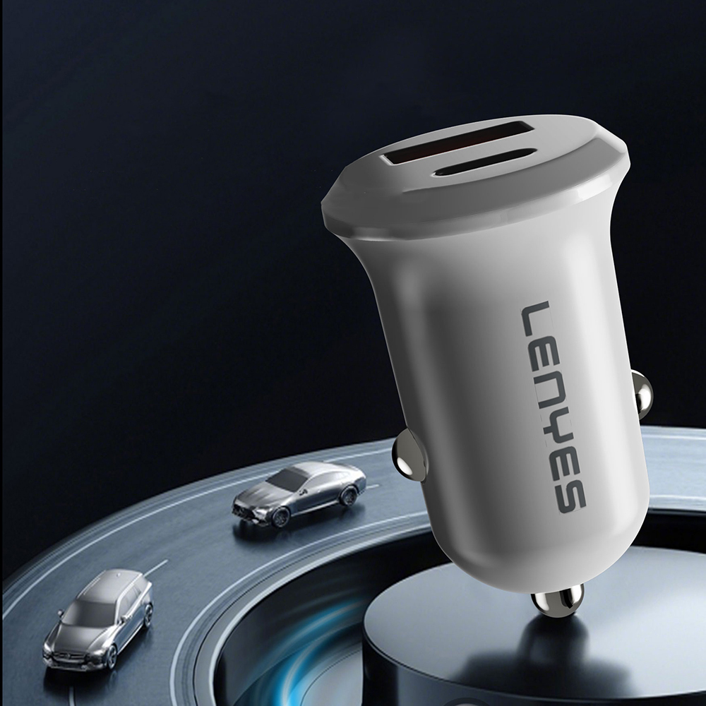 Lenyes CA53 Hızlı Şarj Özellikli Dual Type-C + USB-A Portlu Mini Araç Şarj Aleti 30W - 7