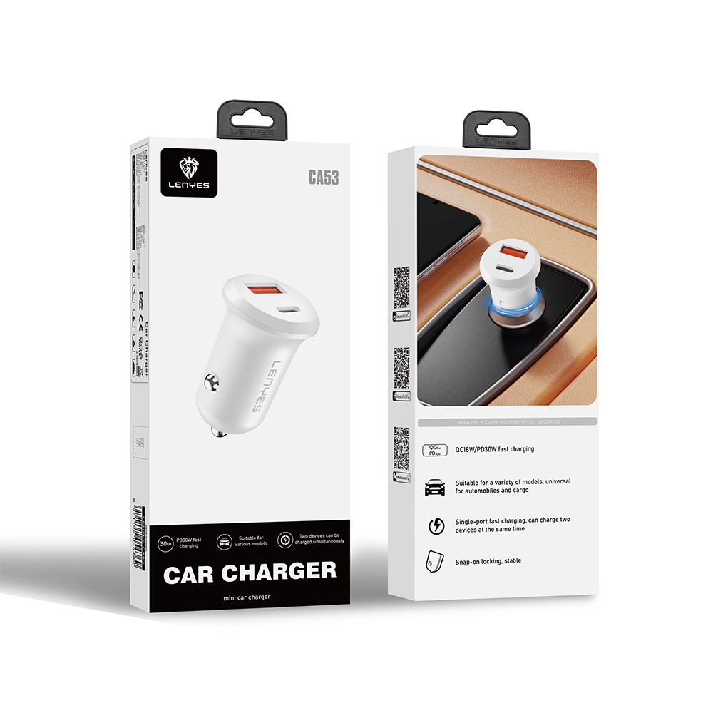 Lenyes CA53 Hızlı Şarj Özellikli Dual Type-C + USB-A Portlu Mini Araç Şarj Aleti 30W - 8