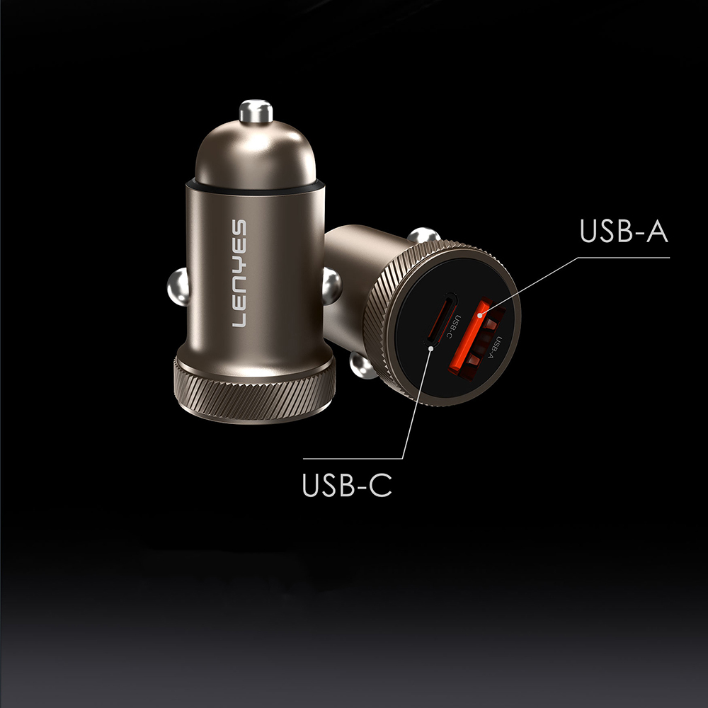Lenyes CA57 Hızlı Şarj Özellikli Dual Type-C + USB-A Portlu Mini Araç Şarj Aleti 30W - 2