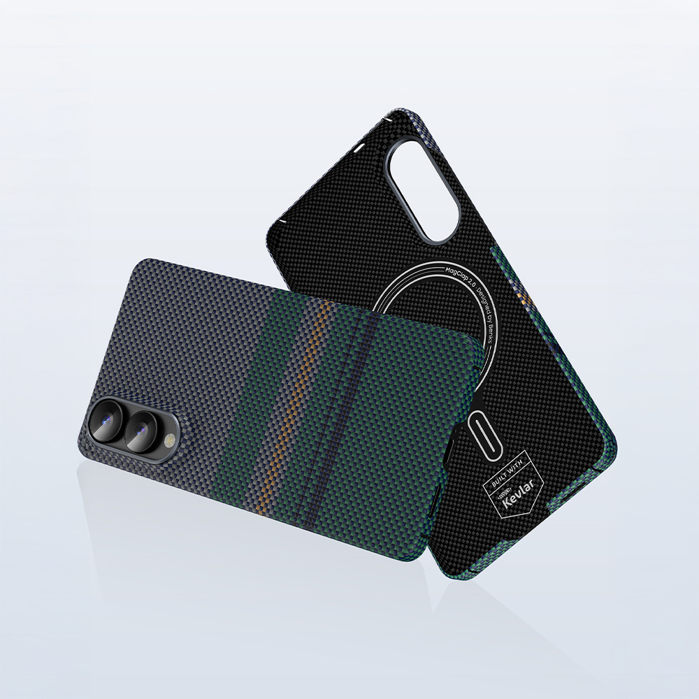 Samsung Galaxy S25 Edge Uyumlu Kılıf M-safe Şarj Özellikli Karbon Fiber Tasarımlı Benks Aurora ArmorAir Kevlar Kapak - 5