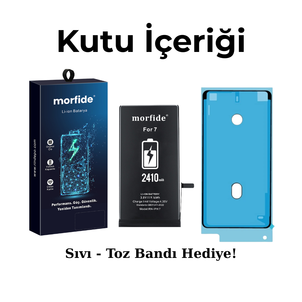 Apple iPhone 7 Uyumlu 3410mAh Yüksek Kapasiteli Batarya Morfide M-Max – A Sınıf Hücre, 15 Ay Garantili