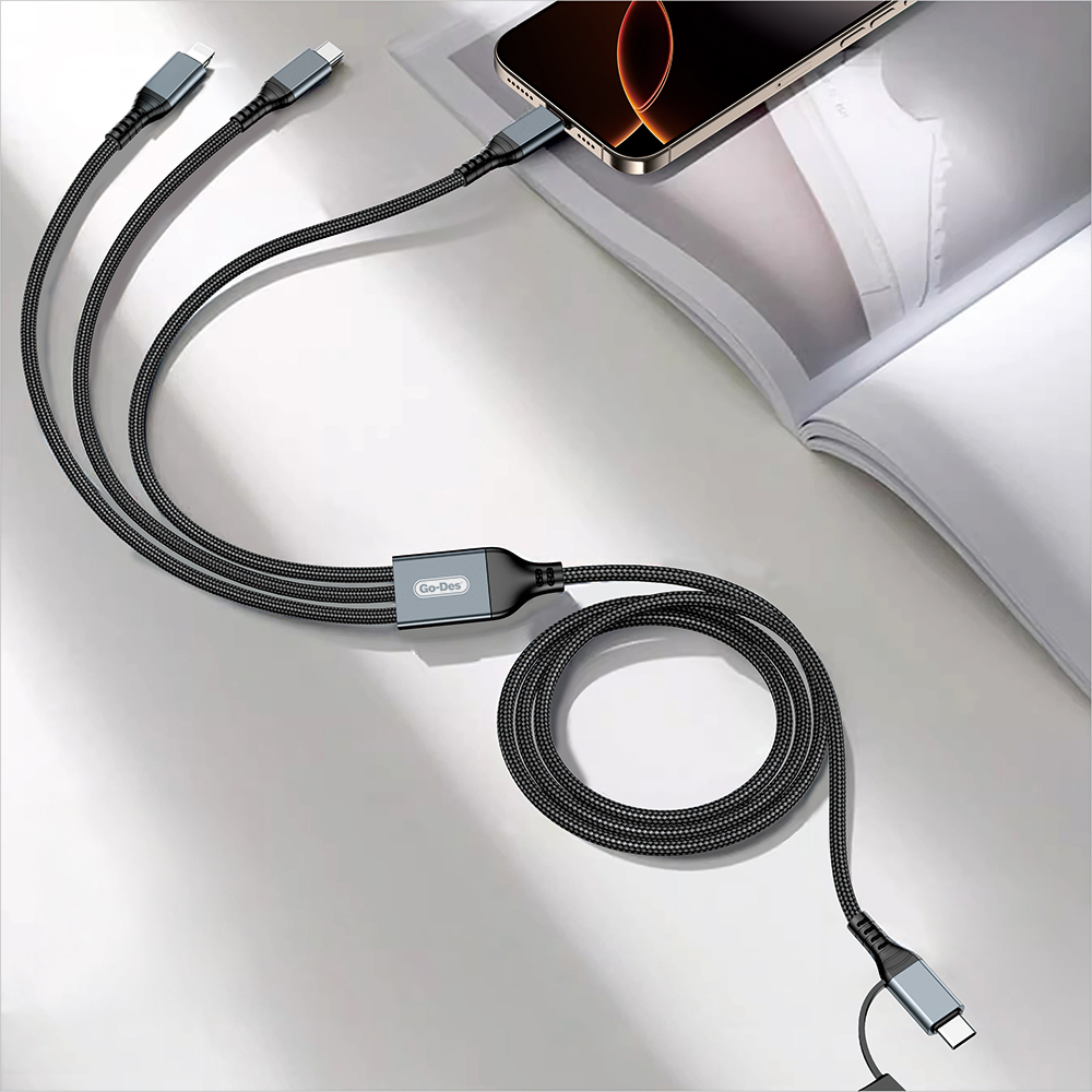 Go Des GD-UC806 3in2 Lightning – Type-C – Type-C Hızlı Şarj Kablosu 100W 1M - 1