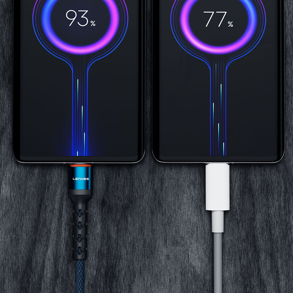 Lenyes LC515 USB-A to Lightning Hızlı Şarj Özellikli Örgülü Data ve Şarj Kablosu 3A 1M - 1