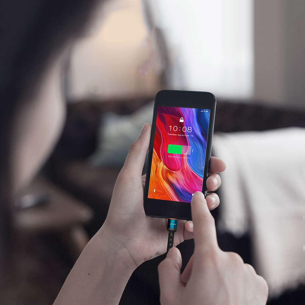 Lenyes LC515 USB-A to Lightning Hızlı Şarj Özellikli Örgülü Data ve Şarj Kablosu 3A 1M - 2