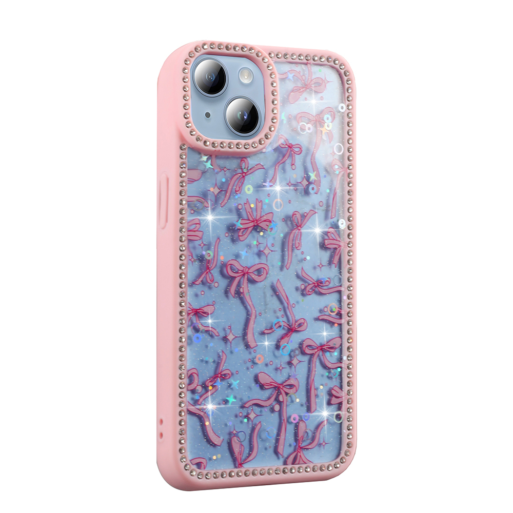 Apple iPhone 14 Uyumlu Kılıf Taşlı ve Simli Tasarım Zore Azra Kapak - 1