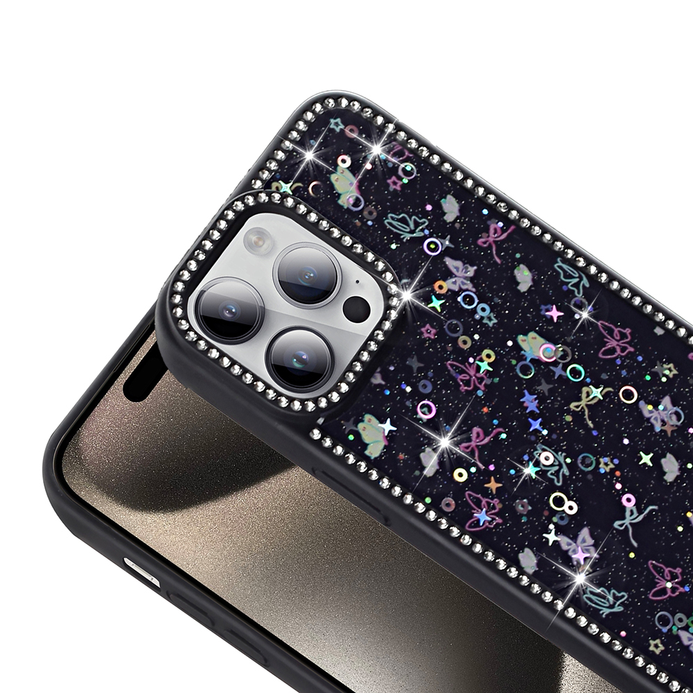 Apple iPhone 14 Pro Max Uyumlu Kılıf Taşlı ve Simli Tasarım Zore Azra Kapak - 5