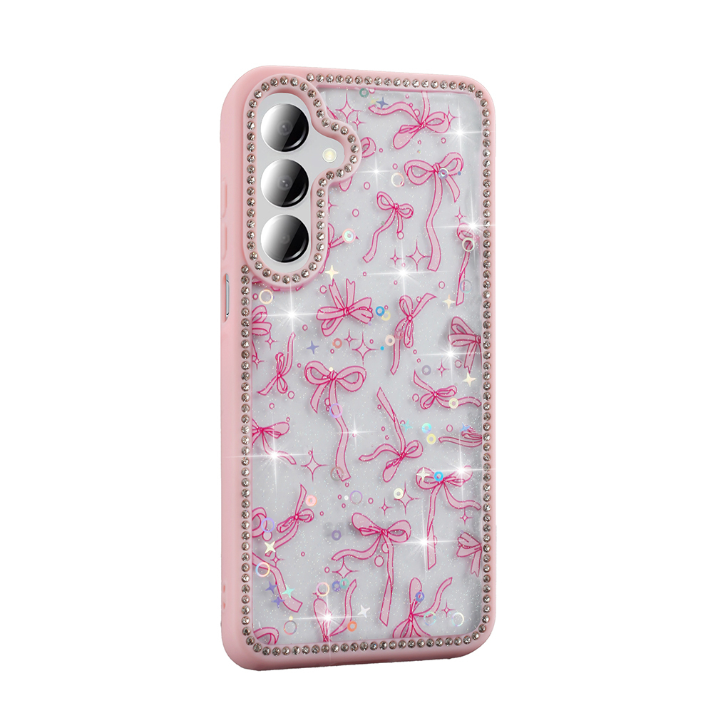 Samsung Galaxy A55 Uyumlu Kılıf Taşlı ve Simli Tasarım Zore Azra Kapak - 3